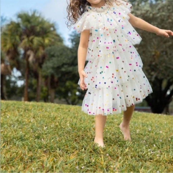 Lola + The Boys FOIL POLKA DOT TULLE DRESS - Picture 1 of 4